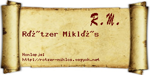 Rötzer Miklós névjegykártya