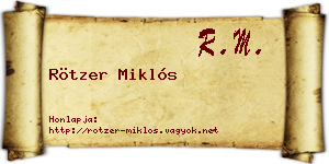 Rötzer Miklós névjegykártya